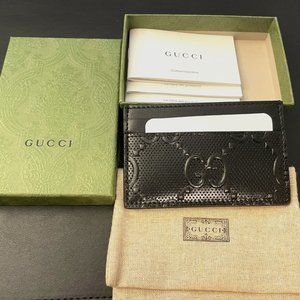 Gucci GG Embossed Card Case in Black